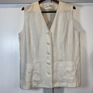 Valerie Steven’s II Linen V Neck Top Vest Size 18 W